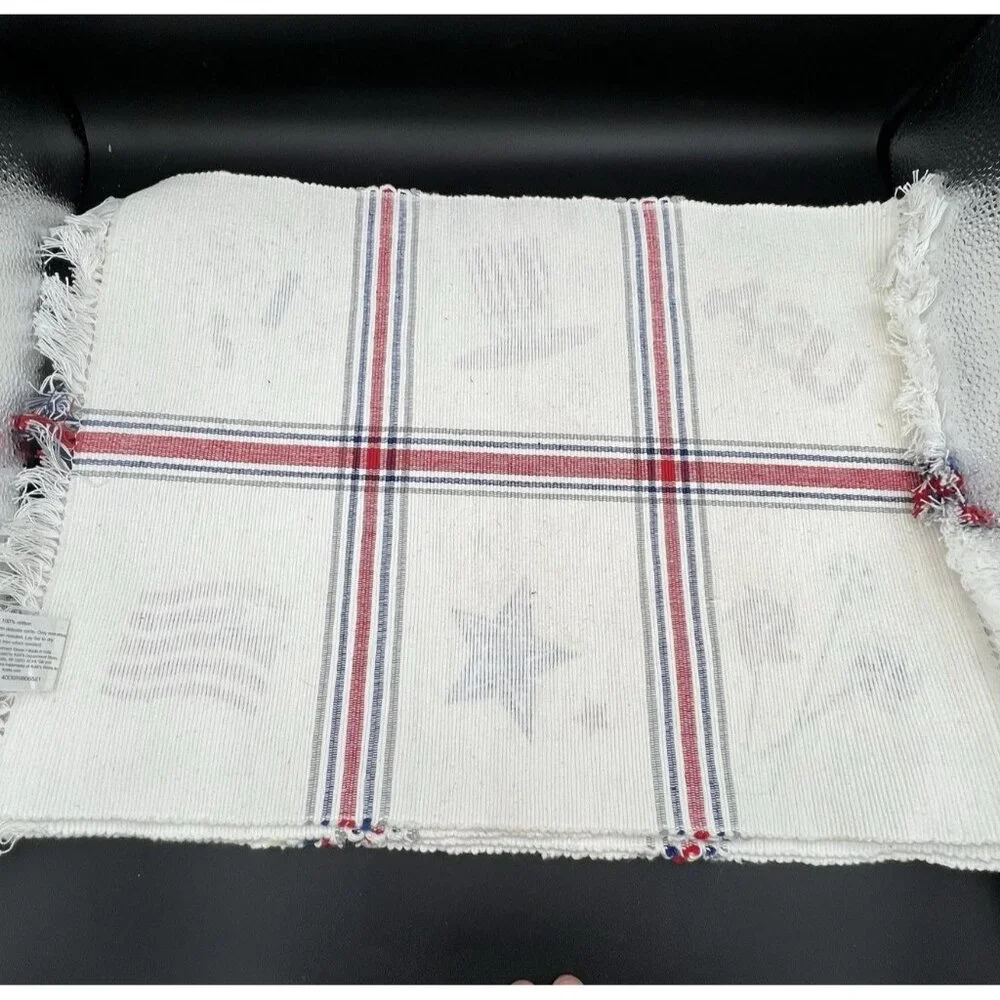 Patriotic Flag Stars Fireworks Tapestry Placemat ~ Set of 4 ~ Holiday July 4th‎